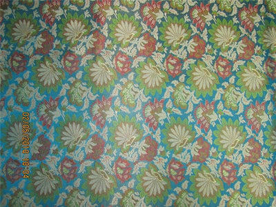 Silk Brocade fabric blue, green 44&quot;