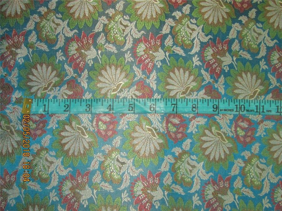 Silk Brocade fabric blue, green 44&quot;