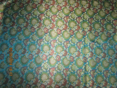 Silk Brocade fabric blue, green 44&quot;
