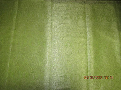 Silk Brocade Fabric APPLE Green &amp; METALIC GOLD 44&quot;