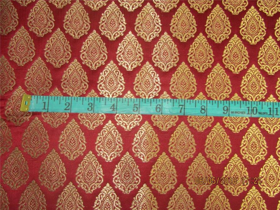 Silk Brocade Fabric 3.25 YARDS Maroon x metallic gold 44&quot;