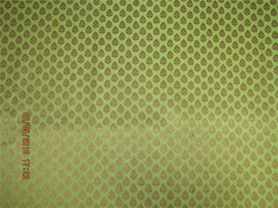 Silk Brocade Fabric 3.80YDS LIME GREEN and METALIC gold