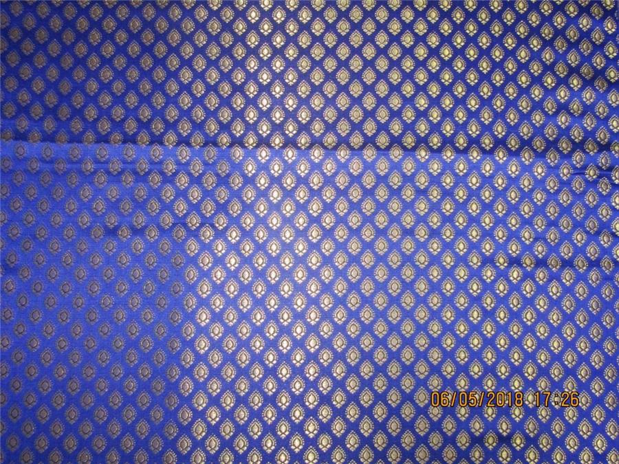 Silk Brocade Fabric 3.25 YARDS Royal blue x metallic gold color 44&quot;