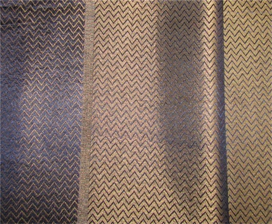 Reversible Brocade Fabric navy blue x metallic gold Color 44&quot;