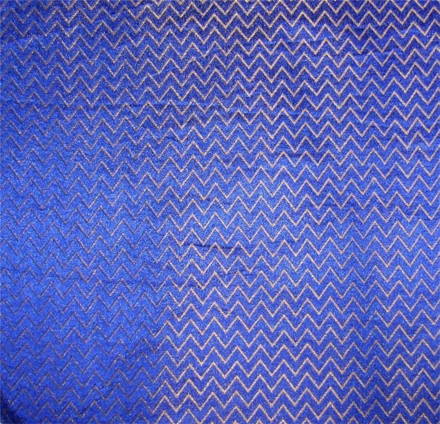 Reversible Brocade Fabric Royal blue x metallic gold Color 44&quot;