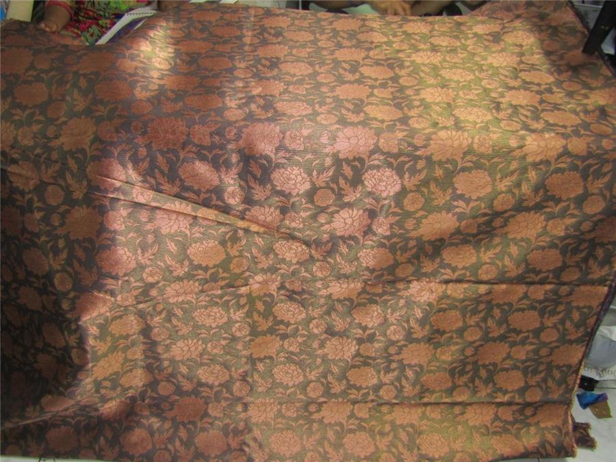 Silk brocade fabric copper color 58 inches
