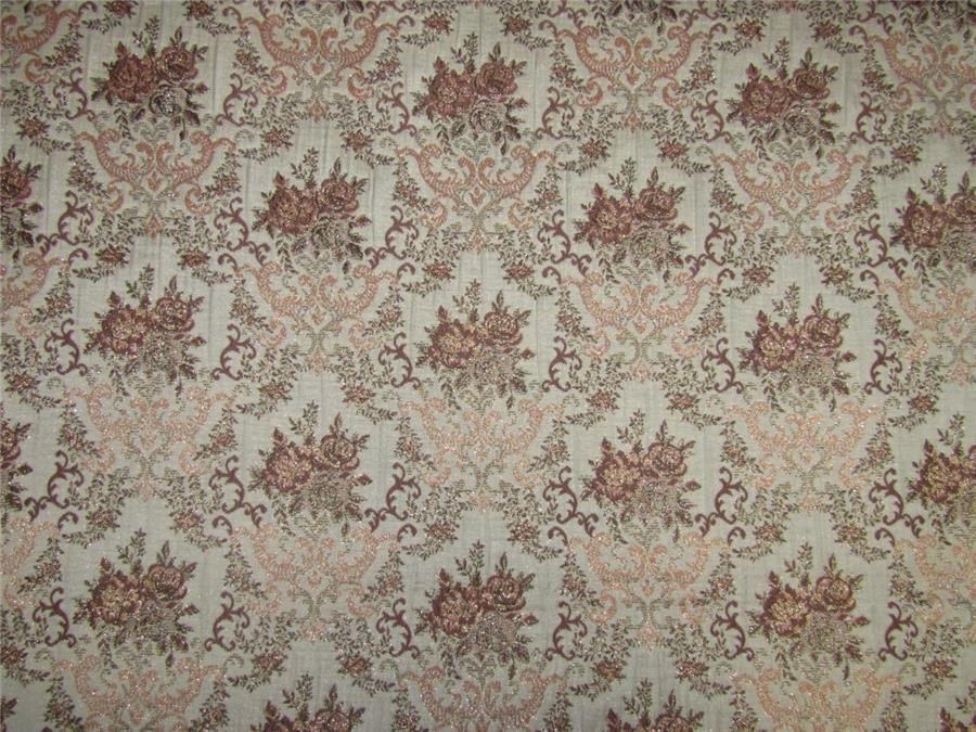 Silk brocade fabric ivory x blush pink color 56' inches