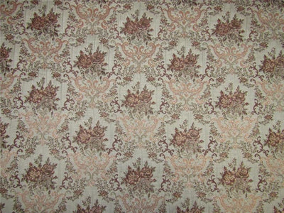 Silk brocade fabric ivory x blush pink color 56' inches