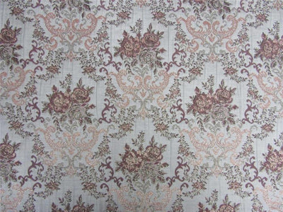 Silk brocade fabric ivory x blush pink color 56' inches