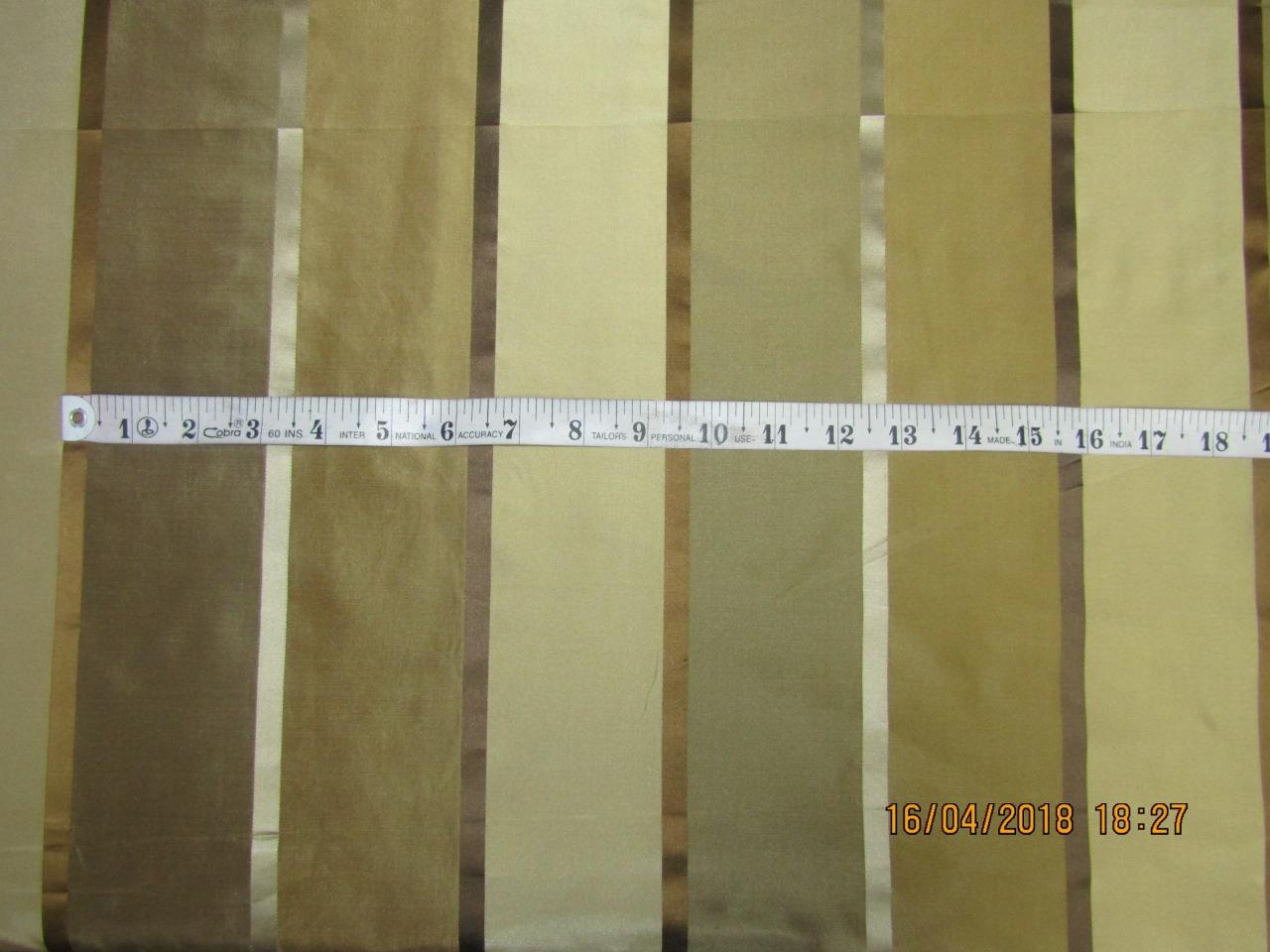 silk taffeta fabric caramel,gold &amp; khaki with satin stripes TAFS147[3] 54&quot; wide
