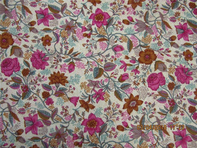 Modal printed fabric Ivory, pink,brown 44&quot; wide-floral