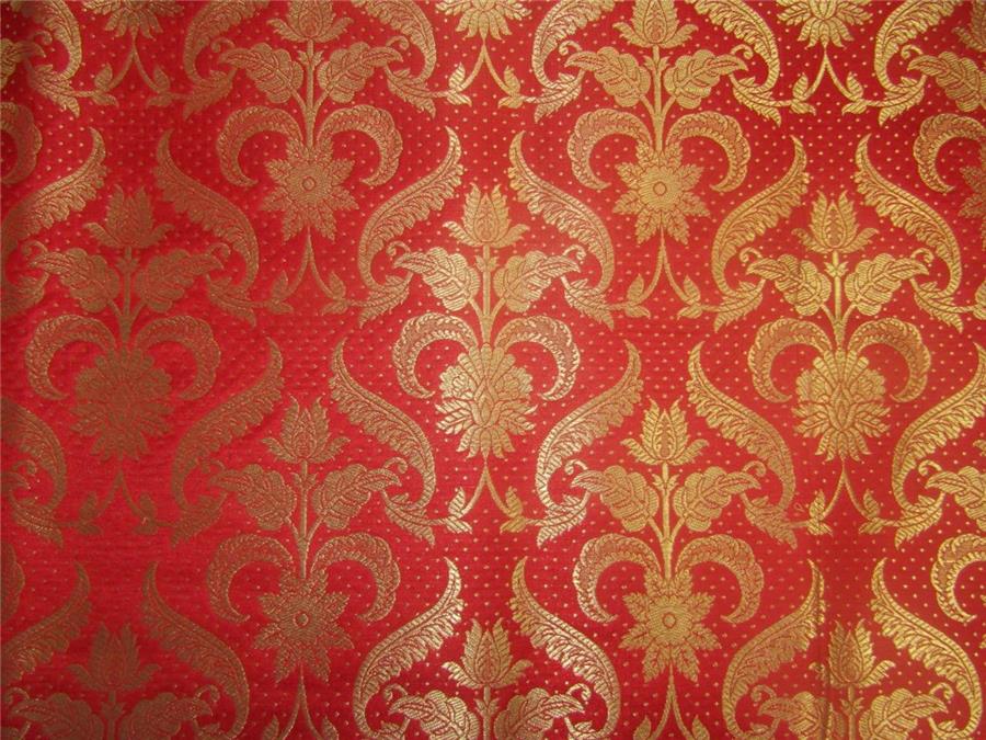 Brocade fabric red x metallic gold 44&quot;BRO594[1]