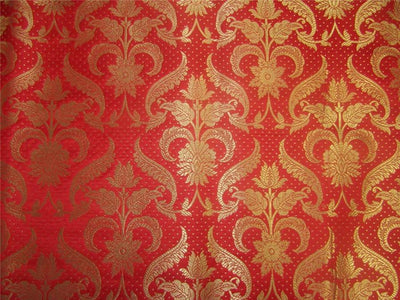 Brocade fabric red x metallic gold 44&quot;BRO594[1]