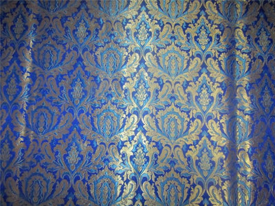 Heavy Brocade fabric royal blue ,blue x metallic gold color ~ 36&quot