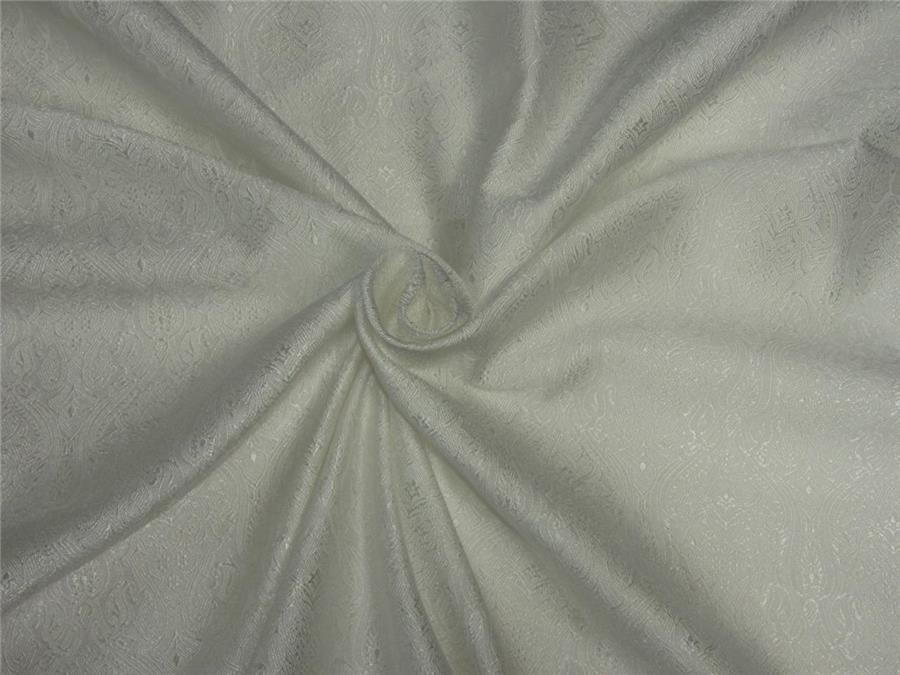 Silk Brocade Fabric NATURAL WHITE color 44&quot;