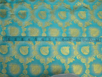 Brocade fabric Sea blue x metallic Gold 44&quot;BRO598[1]
