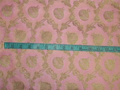 Brocade fabric Peachy pink x metallic Gold 44&quot;BRO598[2]