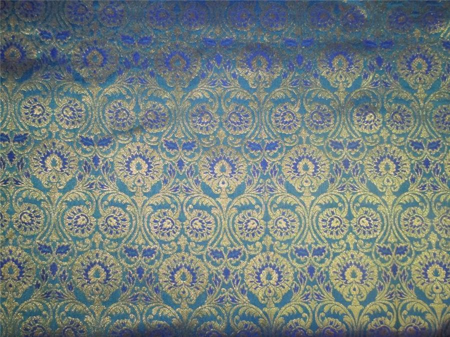 Brocade fabric blue x metallic Gold available for wholesale preorder 48" wide BRO600[2]