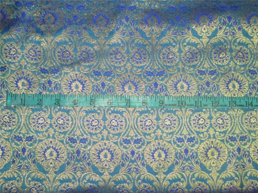 Brocade fabric blue x metallic Gold available for wholesale preorder 48" wide BRO600[2]