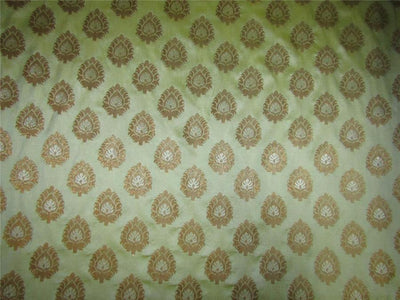 Brocade fabric lime green X metallic gold color 44" wide BRO601[2]