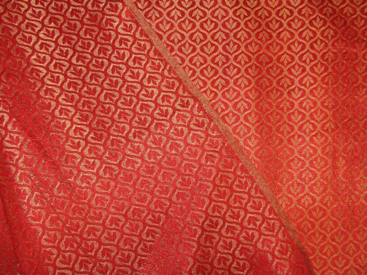 Reversible Brocade fabric Red X gold color 44&quot;