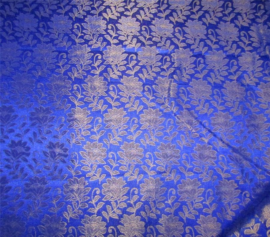 Reversible Brocade Fabric Royal blue x gold 44&quot;