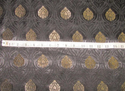 Brocade Fabric Grey x gold 44&quot; wide