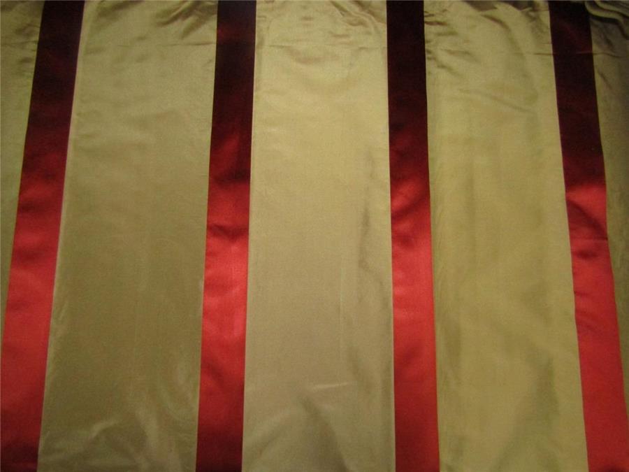 Silk Taffeta Fabric gold x red satin stripes TAFS150[1] 54&quot; wide