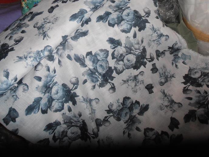 polyester cotton linen fabric 57 inch wide-floral printed