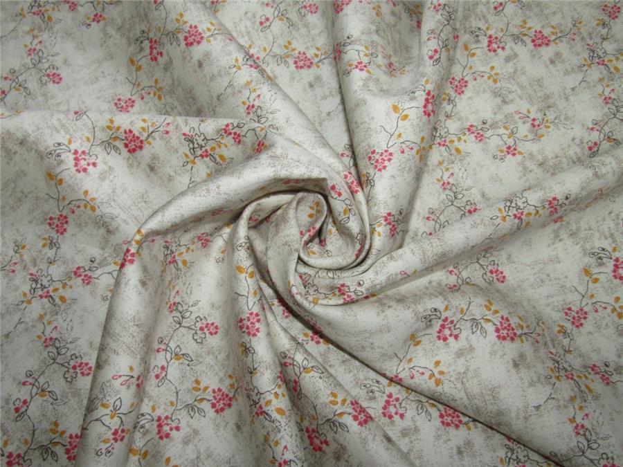 100% COTTON SATIN CREAM & PINK Color print 58&quot;  wide using Discharge Printing Method