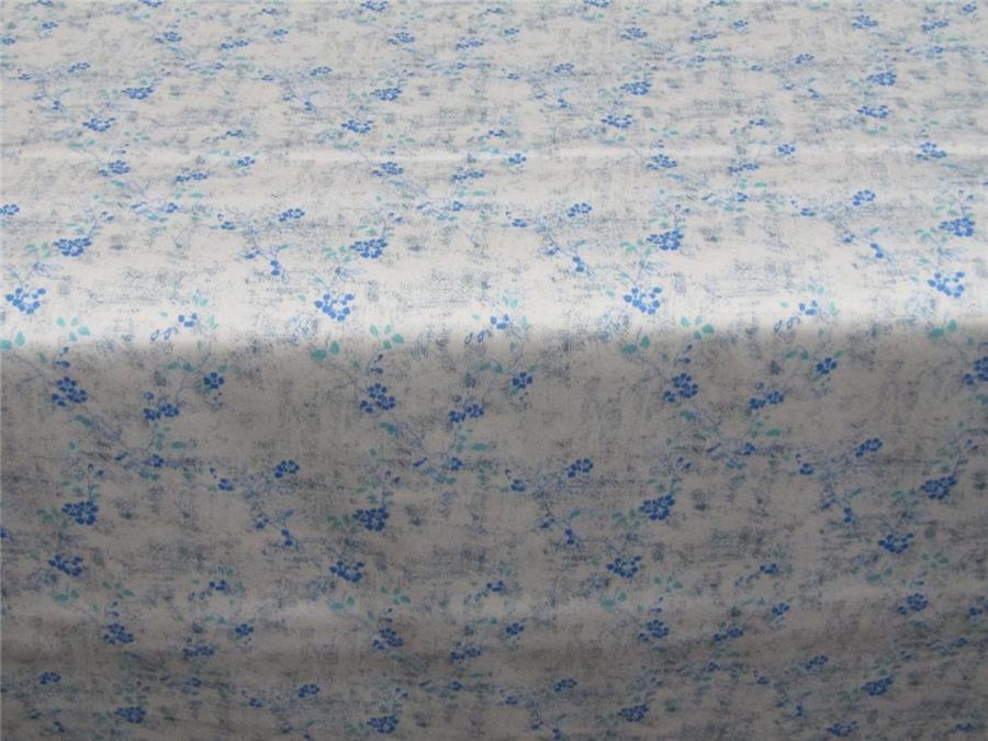 100% COTTON SATIN Ivory &blue color print 58