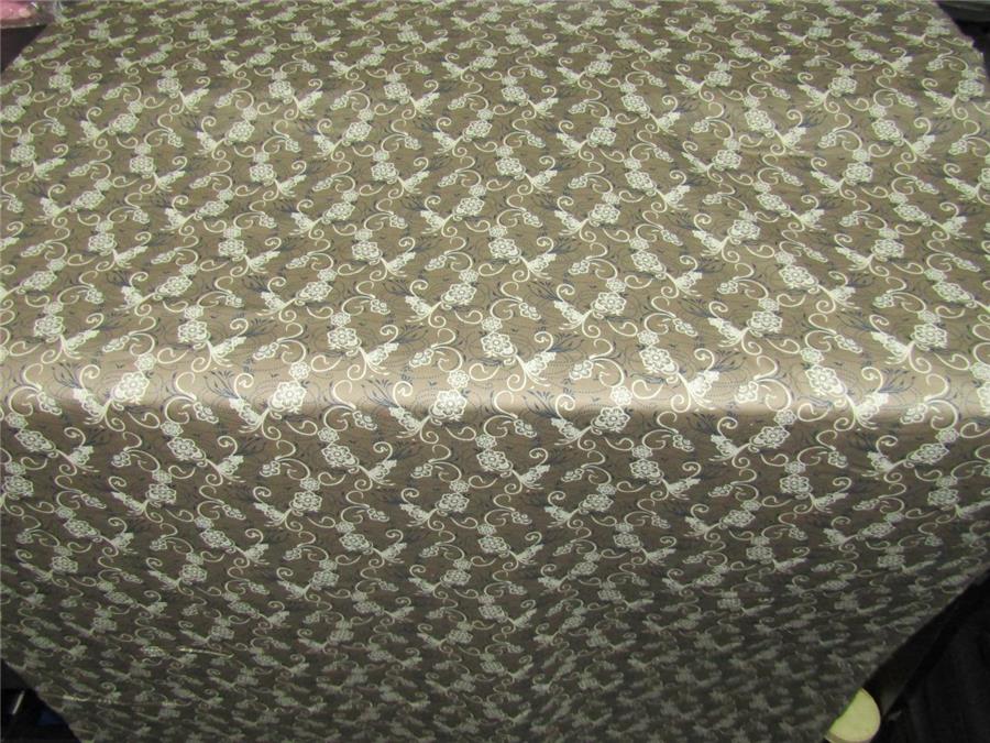100% COTTON SATIN TAUPE floral print 58&quot; wide using Discharge Printing Method