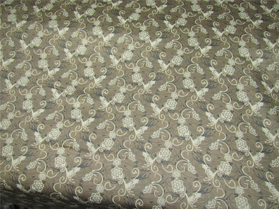 100% COTTON SATIN TAUPE floral print 58&quot; wide using Discharge Printing Method