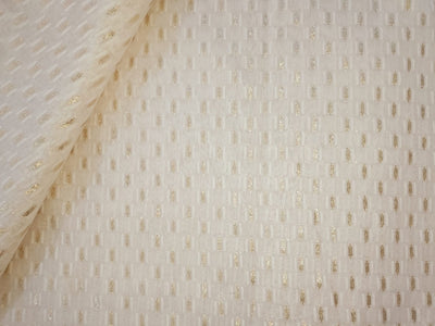 Chanderi silk fabric ivory & metallic gold 44&quot; wide [12103]