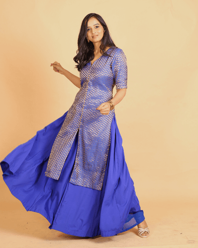 Silk Brocade Fabric Blue on Blue 44&quot;BRO59[2]