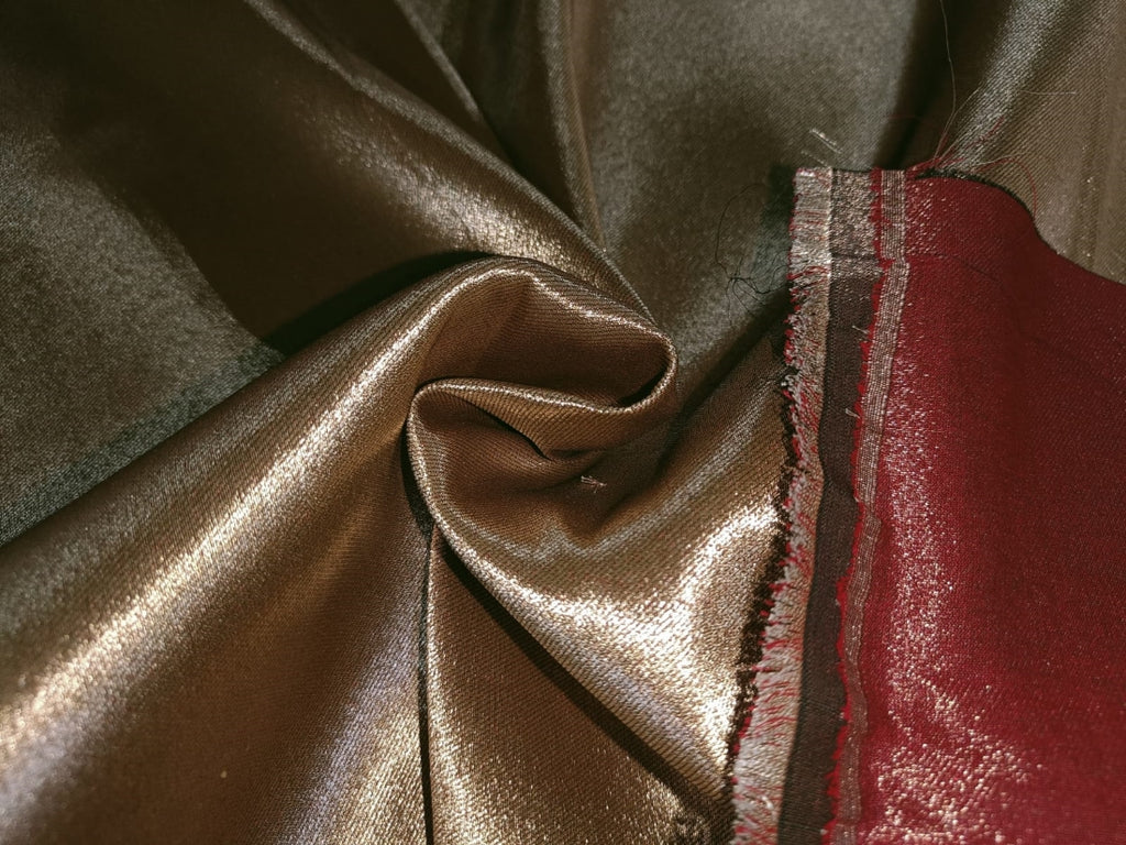 Glitter metallic satin tissue fabric available in gold as well as silver color