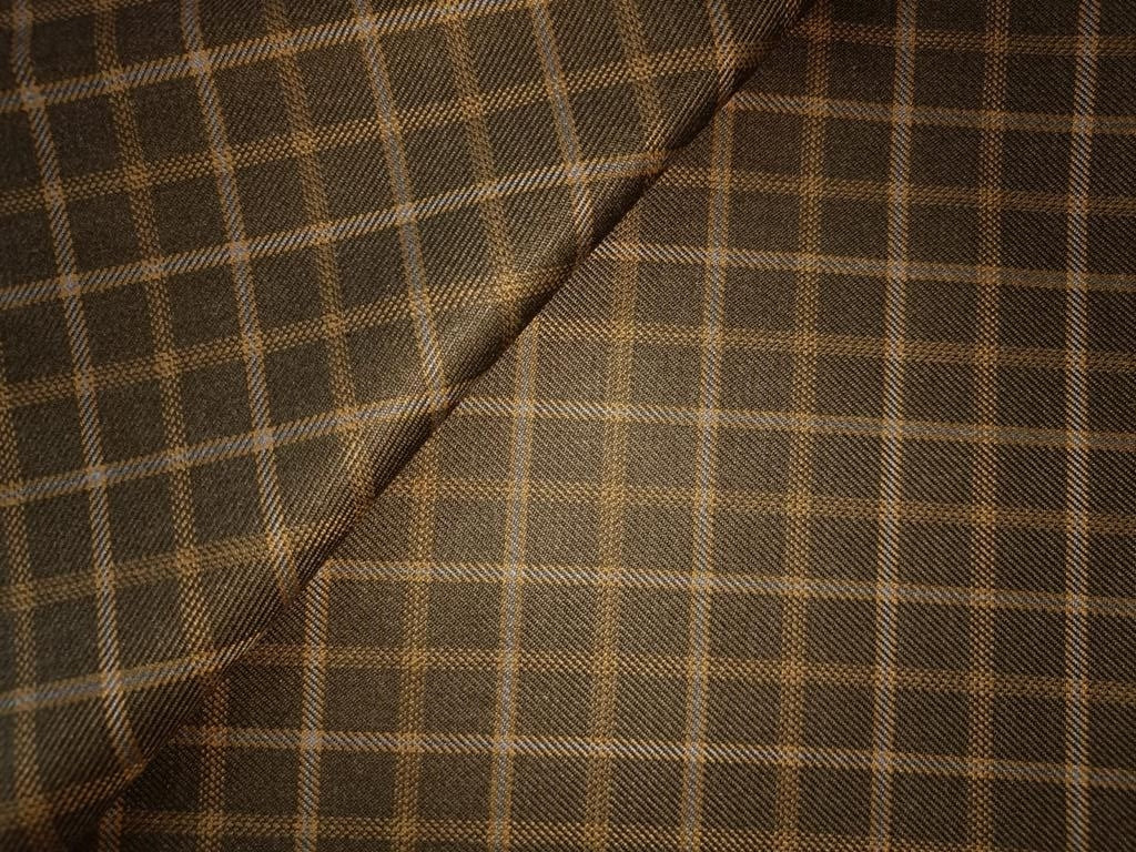 Tweed Suiting Heavy weight premium Fabric dark olive and mustard Plaids 58" wide