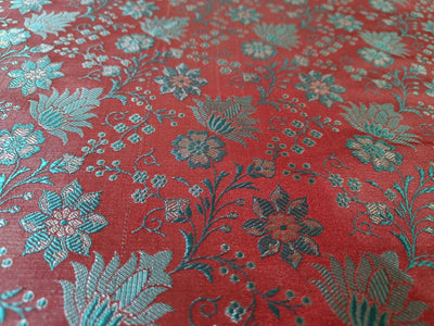 Silk Brocade Fabric Rust &amp; Teal 44" wide BRO84[2]