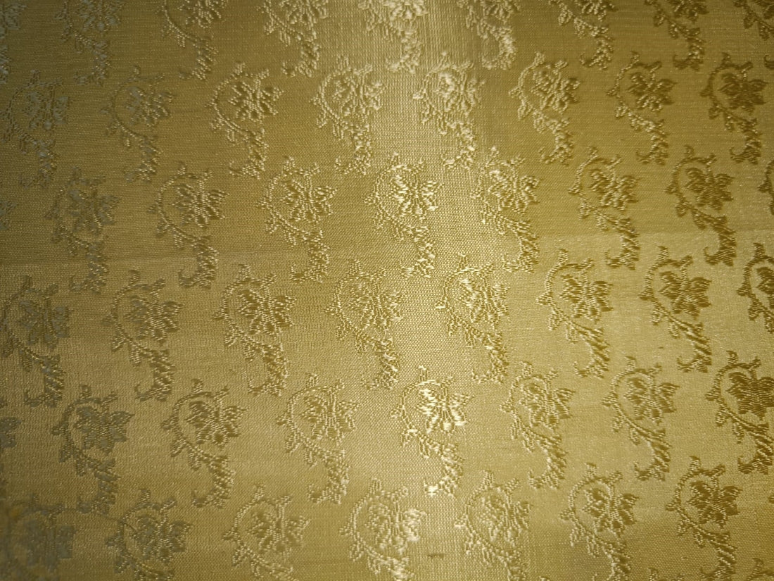 Silk Brocade fabric Bright Lime Yellow Colour BRO64[5]