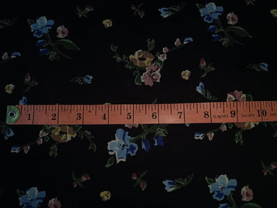 100% Cotton Linen Beautiful black  Floral Print Fabric 58" wide[12678]