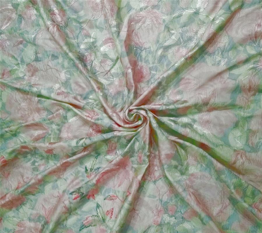 Silk dupion embroidery digital printed fabric iridescent pink x green 54inches wide DUPE57[1]