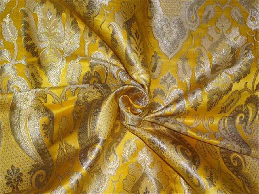 SILK BROCADE~WIDTH 36 ~ MANGO YELLOW X METALLIC GOLD COLOUR