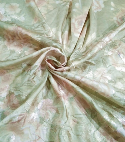 Silk dupion embroidery digital printed fabric iridescent mint green 54inches wide DUPE57[2]