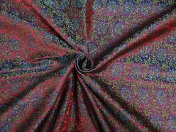 BROCADE FABRIC RED,MEHENDI GREEN X BLUE COLOR 44&quot;INCH