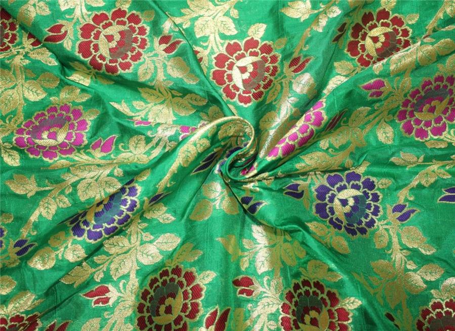 100% silk Brocade fabric red/purple/green x metallic gold color 44&quot;wide BRO656[2]