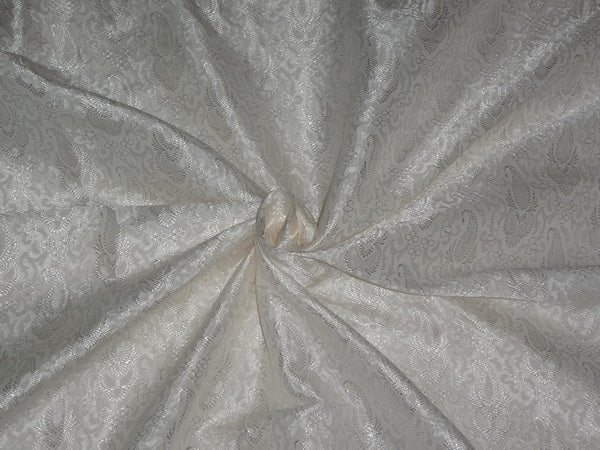 SILK BROCADE FABRIC IVORY COLOR 44&quot;INCH