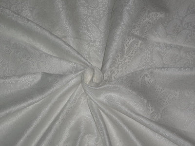 SILK BROCADE FABRIC WHITE IVORY COLOR 44&quot;INCH