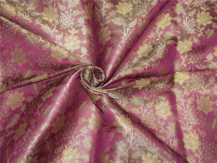 Silk Brocade Fabric aubergine x gold color 44&quot;