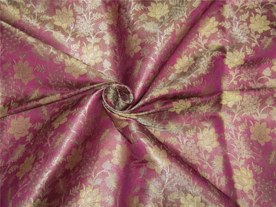 Silk Brocade Fabric aubergine x gold color 44&quot;