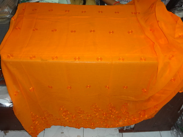 COTTON VOILE FABRIC~EMBROIDERY-5 YARDS-44&quot;ORANGE